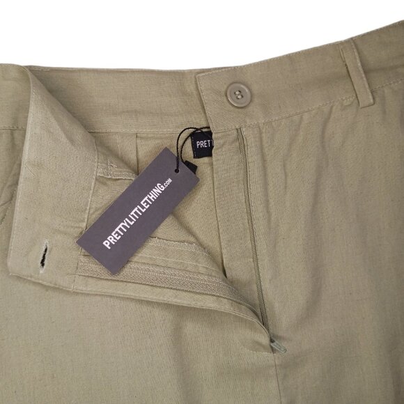 Pretty Little Thing Womens Size 2 Maxi Skirt Khaki Linen Look Pockets - Picture 8 of 8